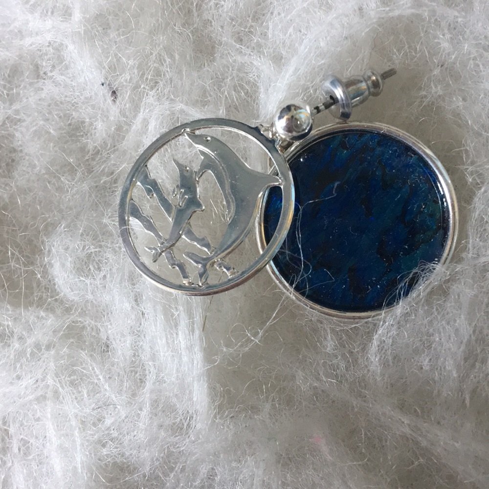 Blue & Silver Dolphin Earrings - Picture 4 of 5